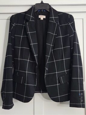 Merona Black Windowpane Single-Button Blazer